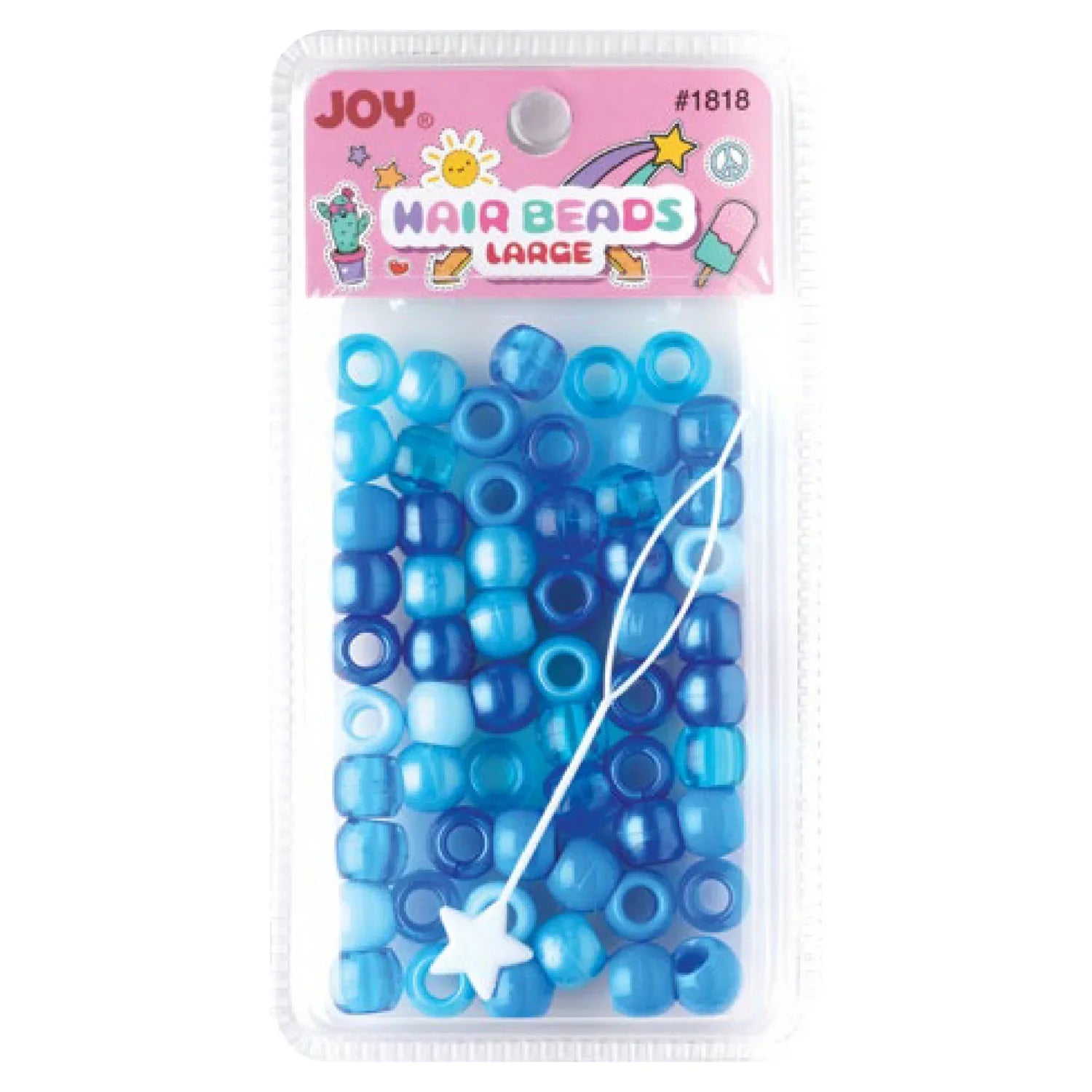 Joy Large Hair Beads 60Ct Blue Asst Beads Joy   