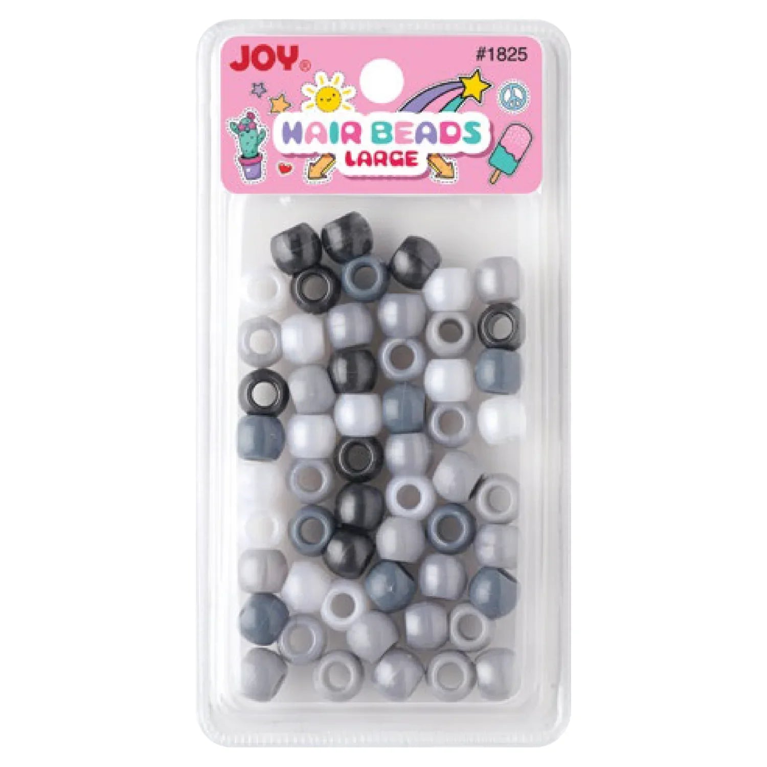 Joy Large Hair Beads 60Ct Asst Grey Beads Joy   