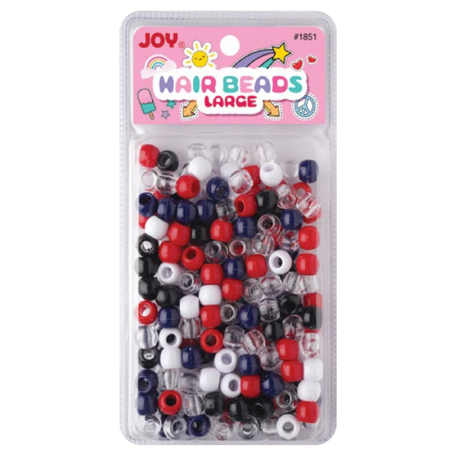 Joy Large Hair Beads 240Ct Black, White, & Red Beads Joy   