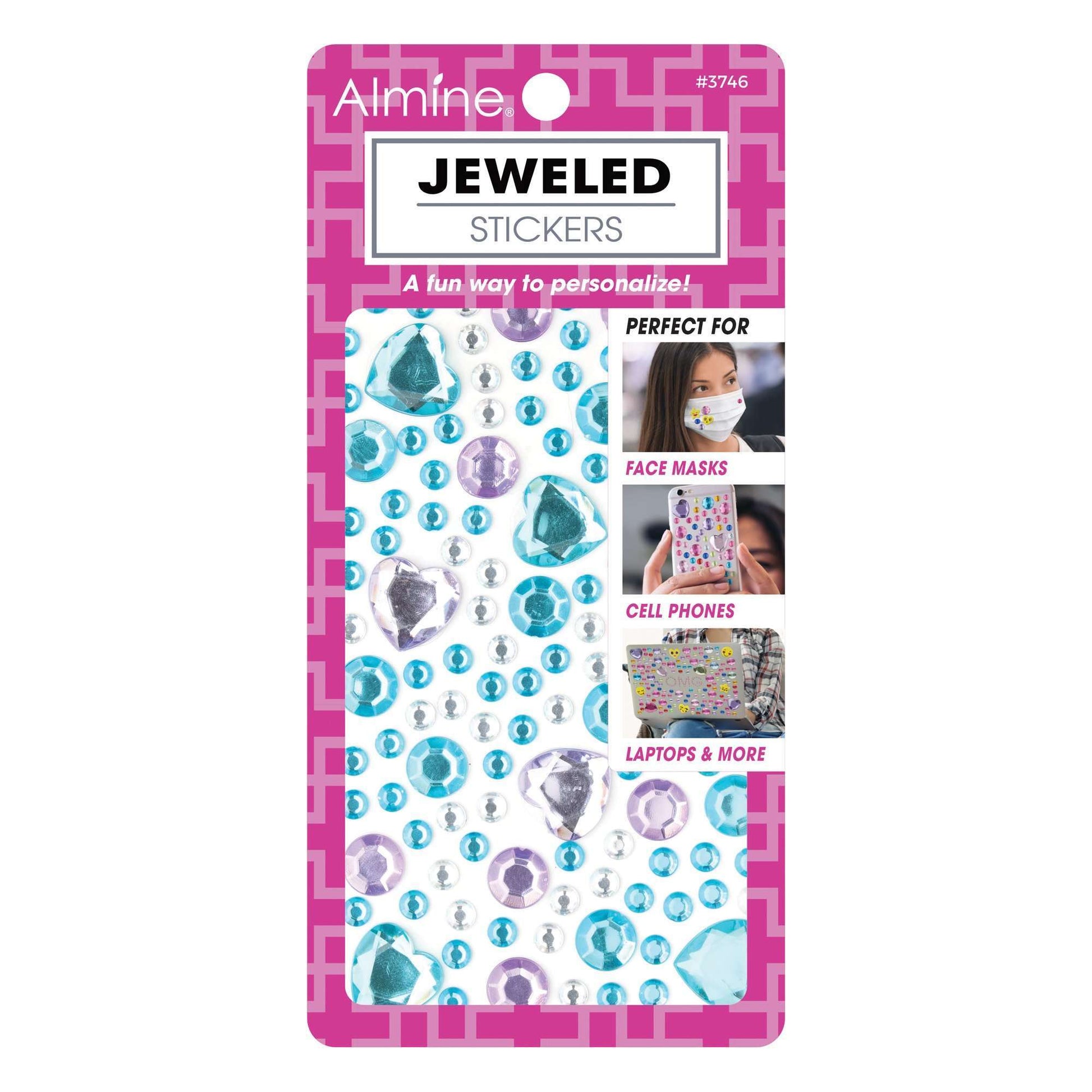 Almine Jeweled Stickers, Assorted Face Masks Almine Blue  