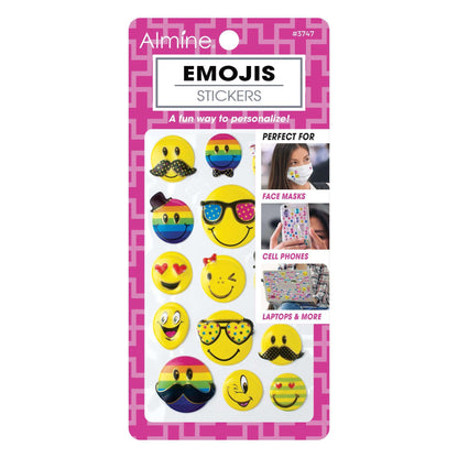 Almine Mask Sticker w Emojis, Assorted Face Masks Almine Rainbow and Yellow  