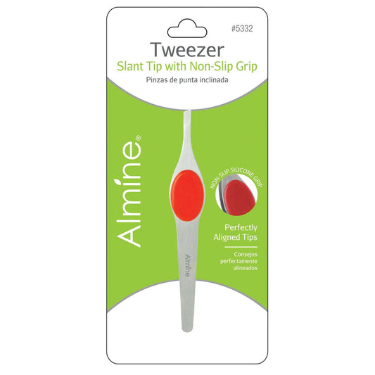 Almine Slant Tip Tweezer Red Non-slip Grip Tweezers Almine   