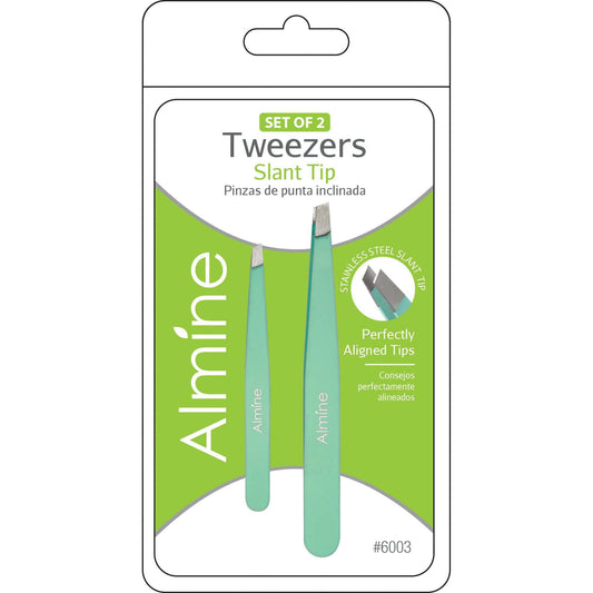 Almine Slant Tip Tweezers with Rubber Coating 2pc Tweezers Almine   
