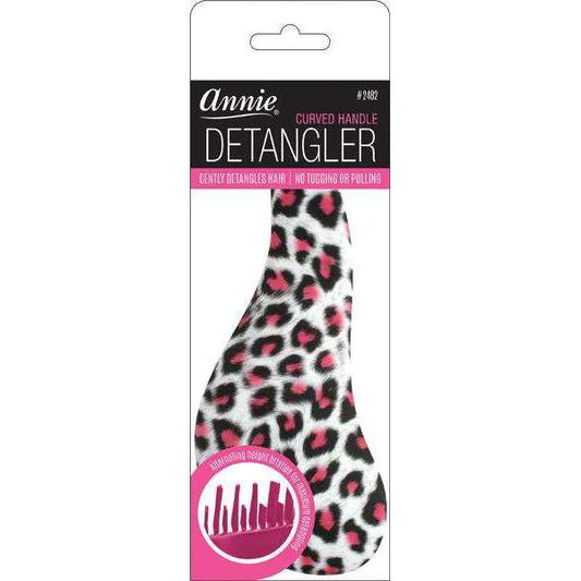 Annie Curved Handled Grip Detangler Brush Cheetah Brushes Annie   