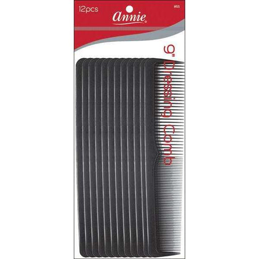 Annie Dressing Comb 9'' 12Ct Black Combs Annie   