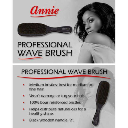 Annie Easy Style Professional Wave Brush 100 % Natural Boar Medium Bristle Brushes Annie   