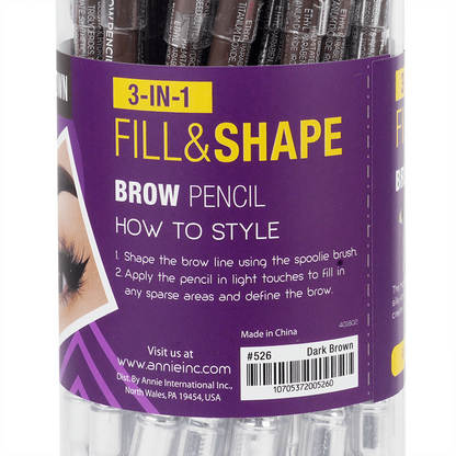 Annie Fill and Shape Brow Pencil with Sharpener & Spoolie 36ct Makeup Annie   