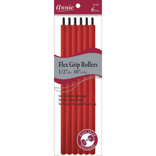 Annie Flex Grip Rollers 1/2 Inch Extra Long Red Flex Grip Rollers Annie   