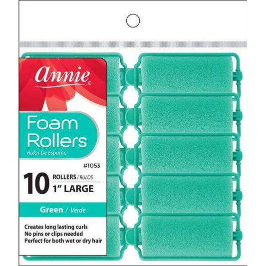 Annie Foam Rollers Large 10Ct Green Foam Rollers Annie   