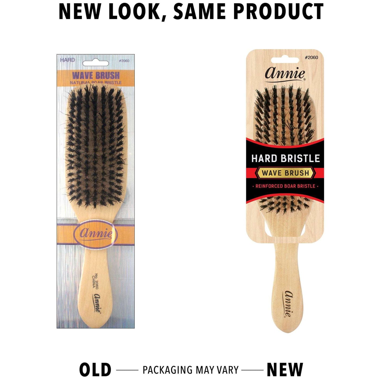 Annie Hard Wave Boar & Nylon Bristle Brush Light Brown Brushes Annie   