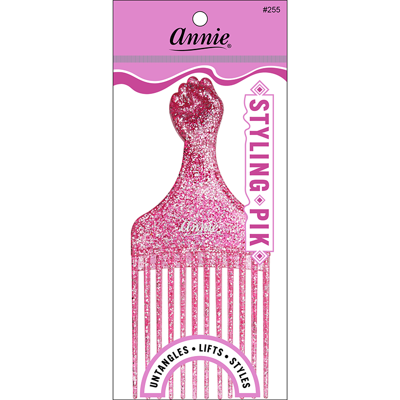 Annie Luminous Fist Styling Pik Asst Color Combs Annie Pink  