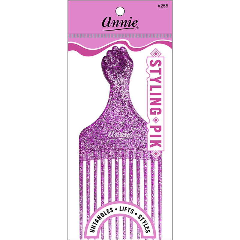 Annie Luminous Fist Styling Pik Asst Color Combs Annie Purple  