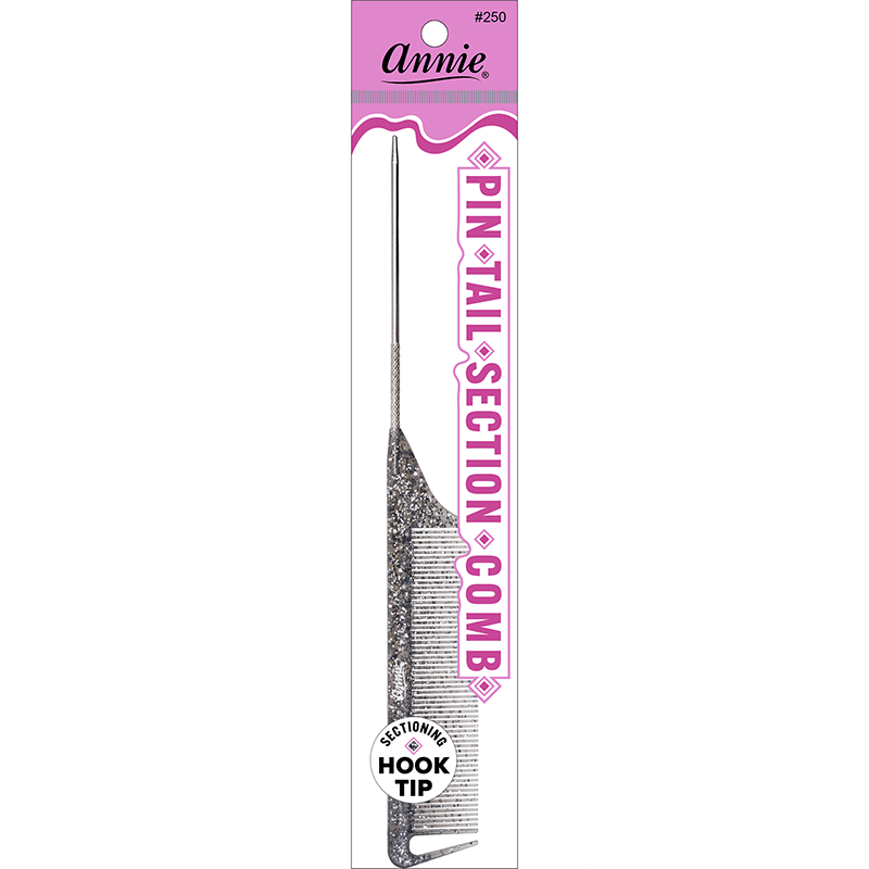 Annie Luminous Pin Tail Section Comb Asst Colors Combs Annie Black  