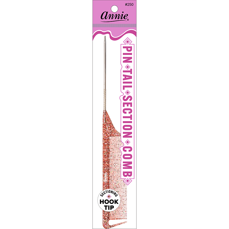 Annie Luminous Pin Tail Section Comb Asst Colors Combs Annie Silver/Rainbow  