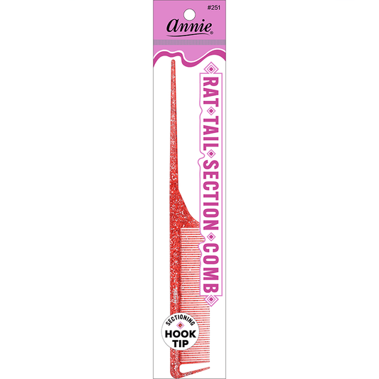 Annie Luminous Rat Tail Section Comb Asst Colors Combs Annie Red  