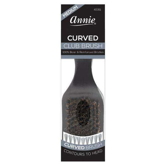 Annie Medium Club Curved Handle 100% Pure Boar Bristles Brush Brushes Annie   