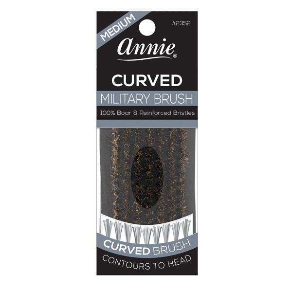 Annie Medium Military Curved Handle 100% Pure Boar Bristles Brush Brushes Annie   