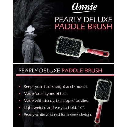 Annie Pearly Deluxe Paddle Brush Red Brushes Annie   