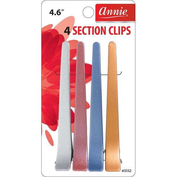 Annie Plastic Section Clip 4.6" 4Ct Asst Color Hair Clips Annie   