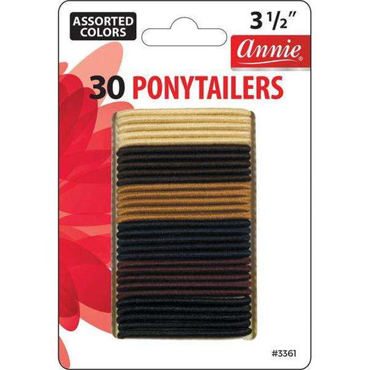 Annie Ponytailers 3 1/2" 30ct Asst Color Thin Ponytailers Annie   