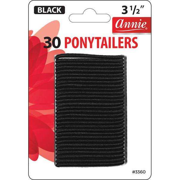 Annie Ponytailers 3 1/2" 30ct Black Thin Ponytailers Annie   