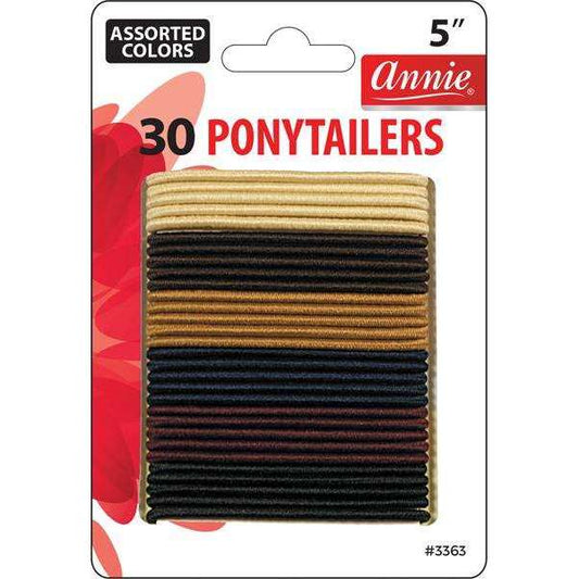 Annie Ponytailers 5" 30ct Asst Color Thin Ponytailers Annie   