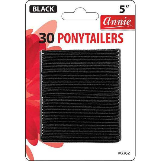 Annie Ponytailers 5" 30ct Black Thin Ponytailers Annie   