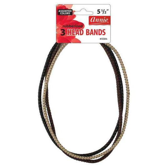 Annie Rubberized Head Band 3ct Asst Color Headbands Annie   