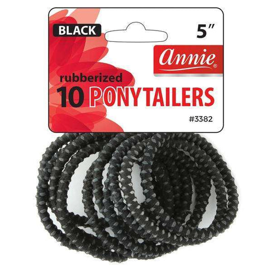 Annie Rubberized Ponytailer 10ct Black Ponytailers Annie   