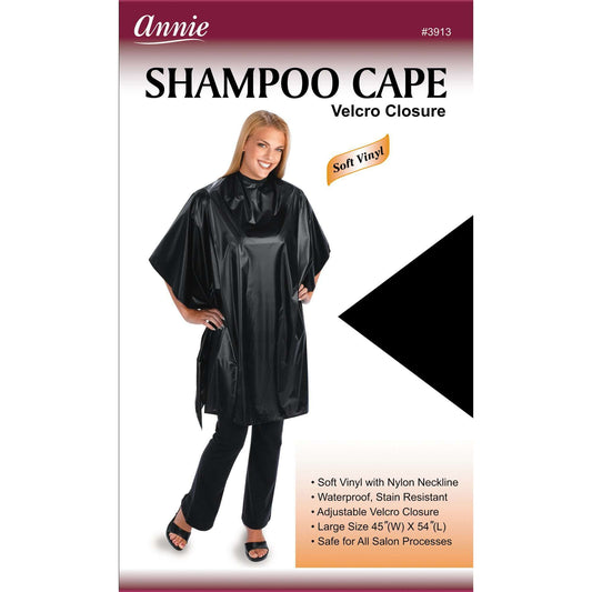 Annie Shampoo Cape 45" x 54" Black  Annie   