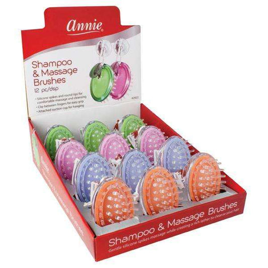 Annie Massage Shampoo Brush Display 12pcs Asst Color Brushes Annie   