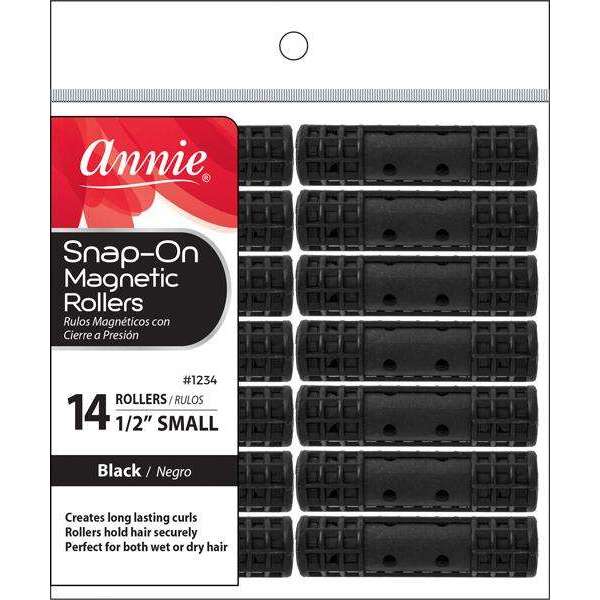 Annie Snap-On Magnetic Rollers Size S 14Ct Black Snap-On Rollers Annie   
