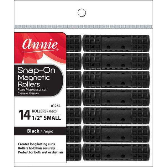 Annie Snap-On Magnetic Rollers Size S 14Ct Black Snap-On Rollers Annie   