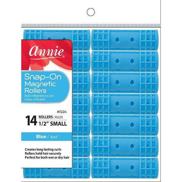 Annie Snap-On Magnetic Rollers Size S 14Ct Blue Snap-On Rollers Annie   