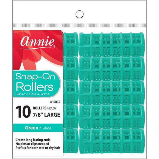Annie Snap-On Rollers Size L 10Ct Green Snap-On Rollers Annie   