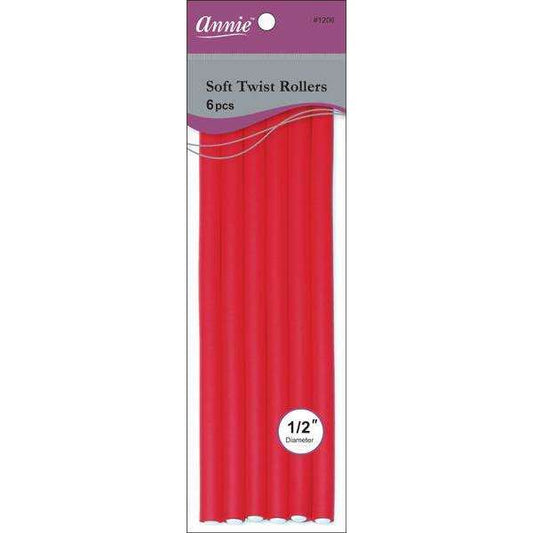 Annie Soft Twist Rollers 1/2" XL Red (6pcs) Soft Twist Rollers Annie   