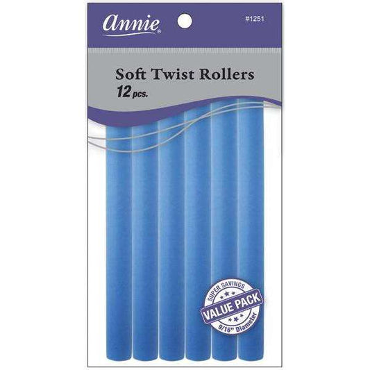 Annie Soft Twist Rollers 9/16" Blue Value Pack (12pcs) Soft Twist Rollers Annie   
