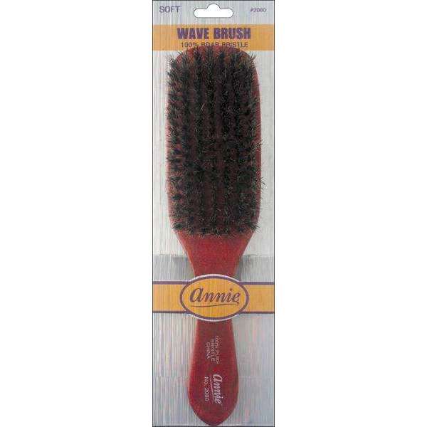 Annie Soft Wave Brush 100% Pure Boar Bristles Dark Brown Brushes Annie   