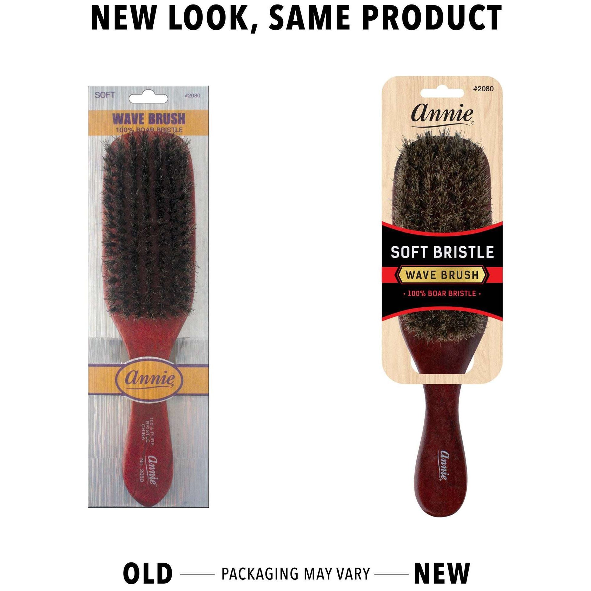 Annie Soft Wave Brush 100% Pure Boar Bristles Dark Brown Brushes Annie   