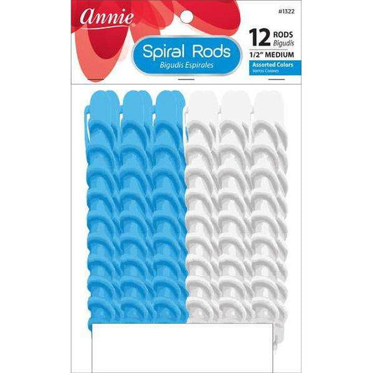 Annie Spiral Rods Size M 12Ct White and Blue Spiral Rods Annie   