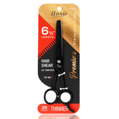 Annie Stainless Steel  Thinning Hair Shears 6.5 Inch Black Hair Shears Annie   