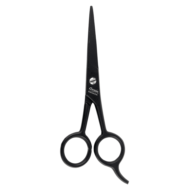 Annie Stainless Steel Straight Hair Shears 5.5 Inch Black Hair Shears Annie   