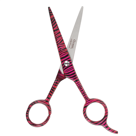 Annie Stainless Steel Straight Hair Shears 5.5 Inch Pink Zebra Pattern Hair Shears Annie   