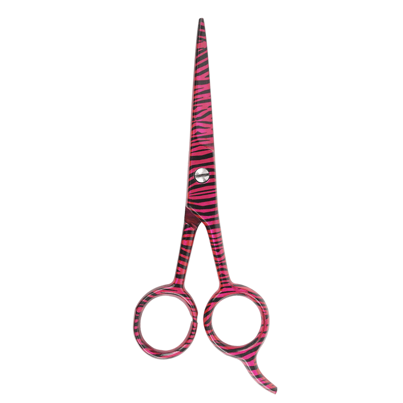 Annie Stainless Steel Straight Hair Shears 5.5 Inch Pink Zebra Pattern Hair Shears Annie   