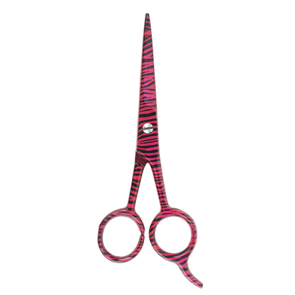 Annie Stainless Steel Straight Hair Shears 5.5 Inch Pink Zebra Pattern Hair Shears Annie   