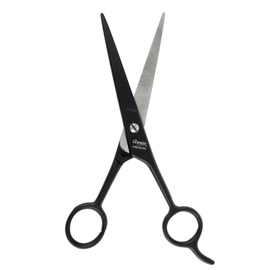 Annie Stainless Steel Straight Hair Shears 6.5 Inch Black Hair Shears Annie   