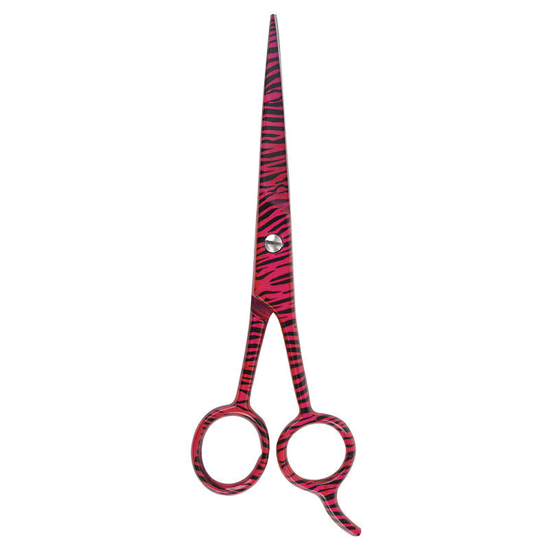 Annie Stainless Steel Straight Hair Shears 6.5 Inch Pink Zebra Pattern Hair Shears Annie   