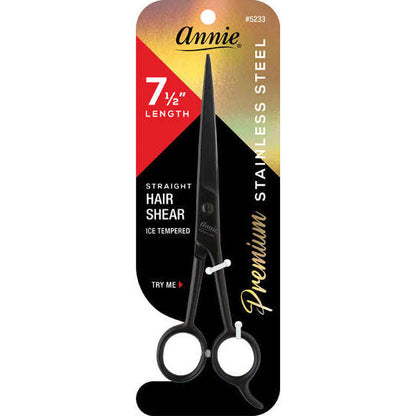 Annie Stainless Steel Straight Hair Shears 7.5" Matte Black Hair Shears Annie   