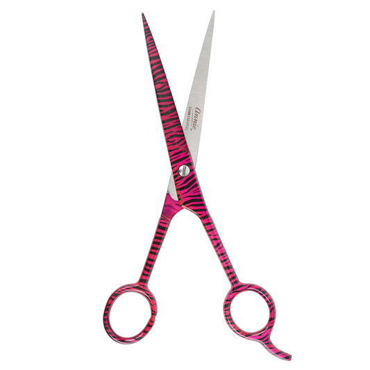 Annie Stainless Steel Straight Hair Shears 7.5" Pink Zebra Pattern Hair Shears Annie   