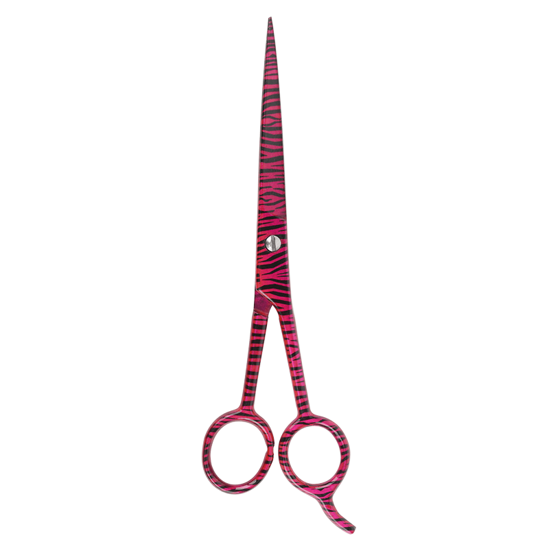 Annie Stainless Steel Straight Hair Shears 7.5" Pink Zebra Pattern Hair Shears Annie   
